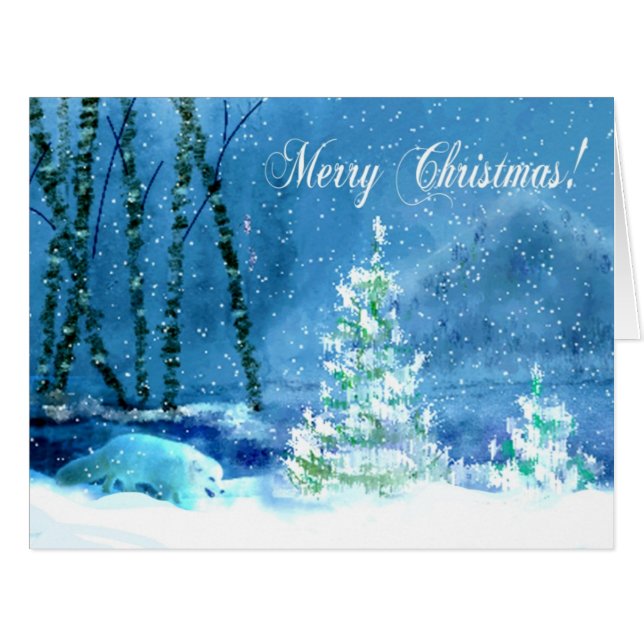 Winter Forest Scene Christmas Greeting Card (Front Horizontal)