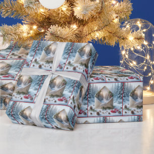 Winter Forest Scene In Open Envelope Wrapping Paper