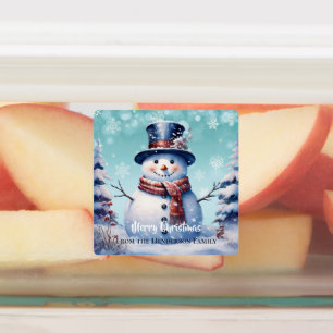 Winter Forest Snowman Christmas Baking Teal