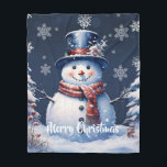 Winter Forest Snowman Christmas Fleece Blanket<br><div class="desc">Stay cozy during chilly winter nights this holiday season with a Winter Forest Snowman Christmas Holiday Fleece Blanket. Blanket design features a cute snowman in a charming top hat and scarf standing in a winter forest scene with falling snow. Additional gift and holiday items available with this design as well....</div>