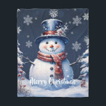 Winter Forest Snowman Christmas Fleece Blanket<br><div class="desc">Stay cozy during chilly winter nights this holiday season with a Winter Forest Snowman Christmas Holiday Fleece Blanket. Blanket design features a cute snowman in a charming top hat and scarf standing in a winter forest scene with falling snow. Additional gift and holiday items available with this design as well....</div>