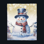 Winter Forest Snowman Christmas | Gold Fleece Blanket<br><div class="desc">Stay cozy during chilly winter nights this holiday season with a Gold Winter Forest Snowman Christmas Holiday Fleece Blanket. Blanket design features a cute snowman in a charming top hat and scarf standing in a winter forest scene with falling snow. Additional gift and holiday items available with this design as...</div>