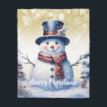 Winter Forest Snowman Christmas | Gold Fleece Blanket<br><div class="desc">Stay cozy during chilly winter nights this holiday season with a Gold Winter Forest Snowman Christmas Holiday Fleece Blanket. Blanket design features a cute snowman in a charming top hat and scarf standing in a winter forest scene with falling snow. Additional gift and holiday items available with this design as...</div>
