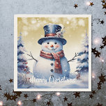 Winter Forest Snowman Christmas | Gold Napkin<br><div class="desc">Add a festive touch to your holiday spread with a set of Gold Winter Forest Snowman Christmas Holiday Paper Napkins. Napkin design features a cute snowman in a charming top hat and scarf standing in a winter forest scene with falling snow. Additional gift and holiday items available with this design...</div>