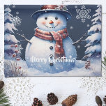 Winter Forest  Snowman Christmas Kitchen Towel<br><div class="desc">Add a charming touch to your kitchen this holiday season with a Winter Forest Snowman Christmas Holiday Kitchen Towel. Kitchen towel design features a cute snowman in a charming top hat and scarf standing in a winter forest scene with falling snow. Additional gift and holiday items available with this design...</div>