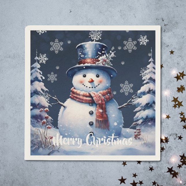 Winter Forest Snowman Christmas Napkin (Winter Forest Snowman Christmas Napkins)