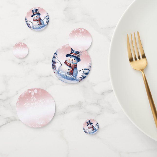 Winter Forest Snowman Christmas | Pink Confetti (Group)