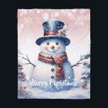 Winter Forest Snowman Christmas | Pink Fleece Blanket<br><div class="desc">Stay cozy during chilly winter nights this holiday season with a Pink Winter Forest Snowman Christmas Holiday Fleece Blanket. Blanket design features a cute snowman in a charming top hat and scarf standing in a winter forest scene with falling snow. Additional gift and holiday items available with this design as...</div>
