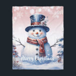 Winter Forest Snowman Christmas | Pink Fleece Blanket<br><div class="desc">Stay cozy during chilly winter nights this holiday season with a Pink Winter Forest Snowman Christmas Holiday Fleece Blanket. Blanket design features a cute snowman in a charming top hat and scarf standing in a winter forest scene with falling snow. Additional gift and holiday items available with this design as...</div>