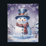 Winter Forest Snowman Christmas | Purple Fleece Blanket<br><div class="desc">Stay cozy during chilly winter nights this holiday season with a Purple Winter Forest Snowman Christmas Holiday Fleece Blanket. Blanket design features a cute snowman in a charming top hat and scarf standing in a winter forest scene with falling snow. Additional gift and holiday items available with this design as...</div>