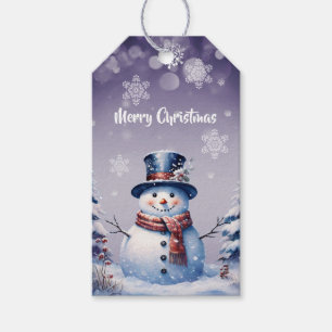 Winter Forest Snowman Christmas   Purple Gift Tags