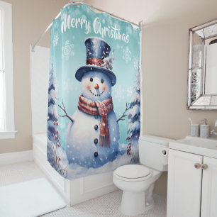 Winter Forest Snowman Christmas   Teal