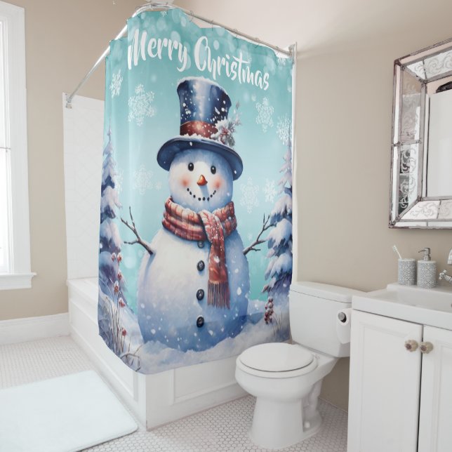 Winter Forest Snowman Christmas | Teal (In Situ)
