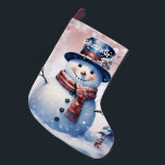 Winter Forest Snowman | Pink Large Christmas Stocking<br><div class="desc">Add a festive touch to your fireplace mantle this holiday season with a Pink Winter Forest Snowman Christmas Stocking. Stocking design features a cute snowman in a charming top hat and scarf standing in a winter forest scene with falling snow with a space you can add your name for personalization....</div>