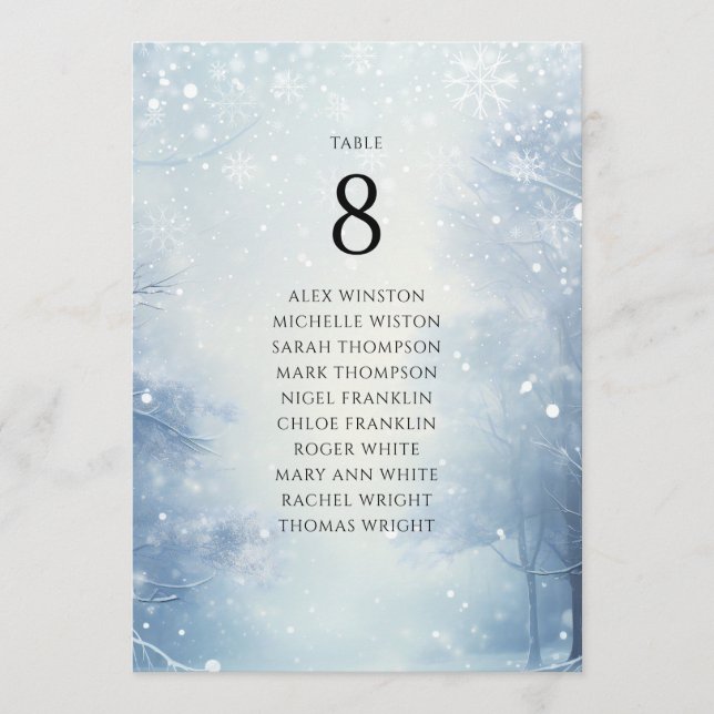 Winter Forest Table Number Seating Chart (Front)