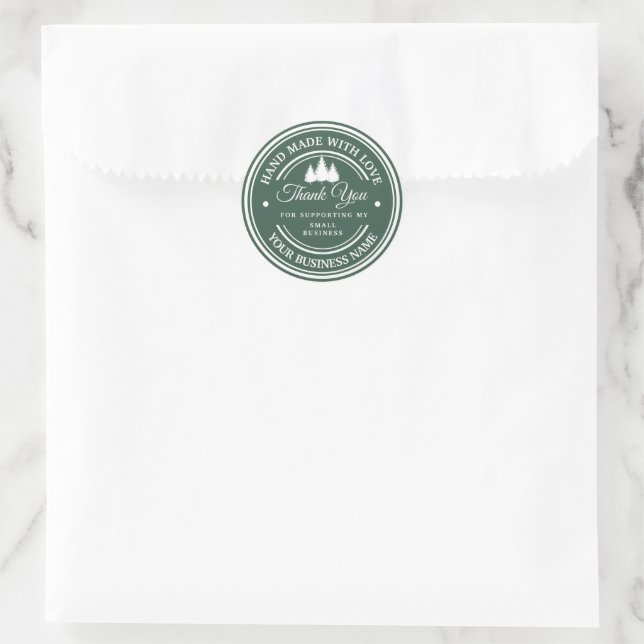 Winter forest thank you classic round sticker (Bag)