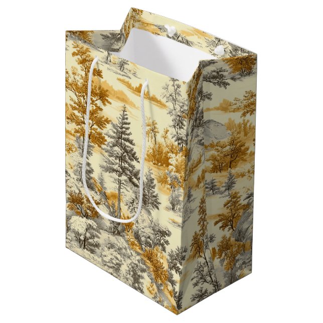Winter Forest Toile de Jouy Pattern (11) Medium Gift Bag (Front Angled)