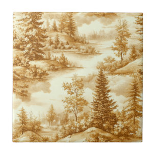 Winter Forest Toile de Jouy Pattern (12) Tile