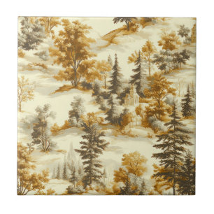 Winter Forest Toile de Jouy Pattern (13) Tile