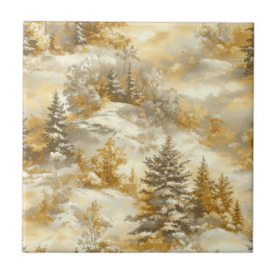 Winter Forest Toile de Jouy Pattern (1) Tile