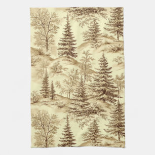 Winter Forest Toile de Jouy Pattern (2) Kitchen Towel
