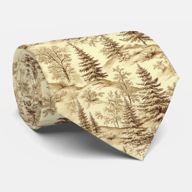 Winter Forest Toile de Jouy Pattern (2) Tie (Rolled)