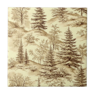 Winter Forest Toile de Jouy Pattern (2) Tile