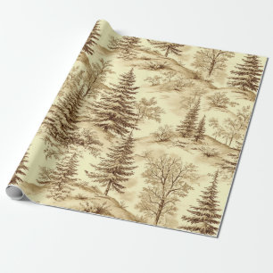 Winter Forest Toile de Jouy Pattern (2) Wrapping Paper