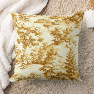 Winter Forest Toile de Jouy Pattern (5) Throw Pillow