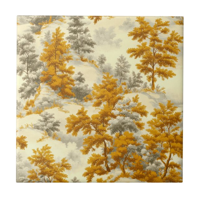 Winter Forest Toile de Jouy Pattern (8) Tile (Front)
