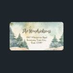 Winter Forest Trees Christmas Address Labels<br><div class="desc">A lovely and peaceful rustic scene of pine trees on a snowy forest hillside. Very appropriate for Christmas and winter holiday return address labels. Also useful and pretty for other labelling uses. This design is from a vintage watercolor. Remember to edit the example names and address.</div>