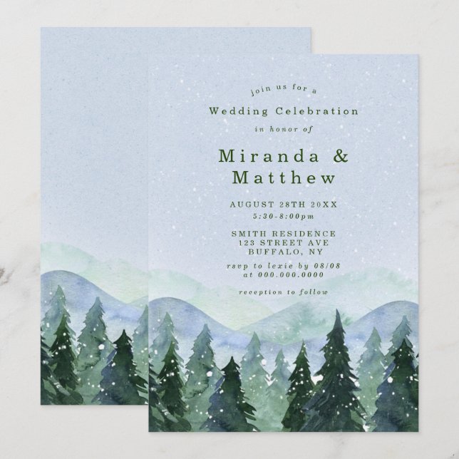 Winter Forest Trees Scenery Wedding Invitations  (Front/Back)