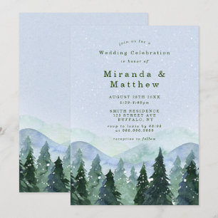 Winter Forest Trees Scenery Wedding Invitations