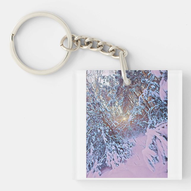 Winter forest view keychain (Front)