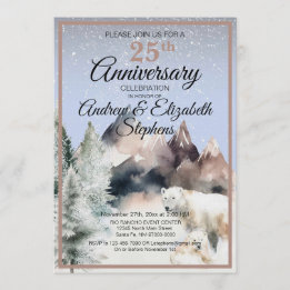 Winter Forest Watercolor Anniversary Invitation