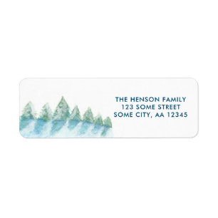 Winter Forest Watercolor Christmas Return Address