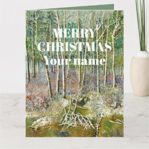 winter forest Watercolor painting Card