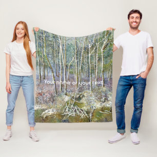 winter forest  Watercolor painting Fleece Blanket