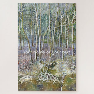 winter forest Watercolor painting Jigsaw Puzzle