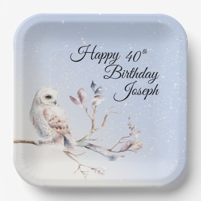 Winter Forest Watercolor Paper Plate (Front)