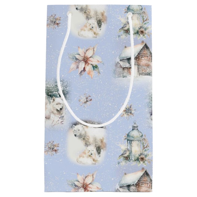 Winter Forest Watercolor Pattern Gift Bag (Front)