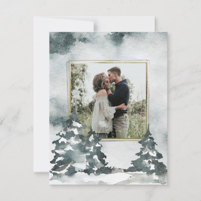 Winter Forest Watercolor | Photo Save The Date (Front)