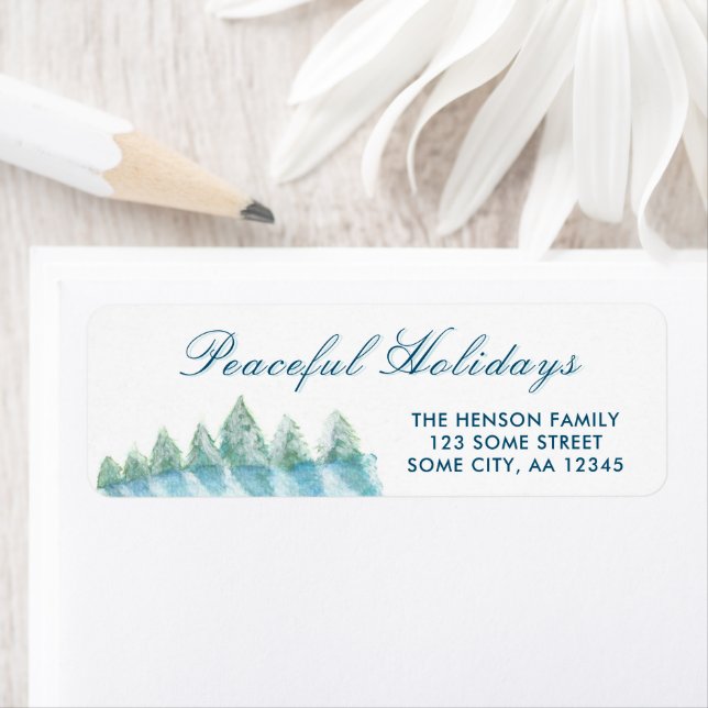 Winter Forest Watercolor Script Christmas Address (Insitu)