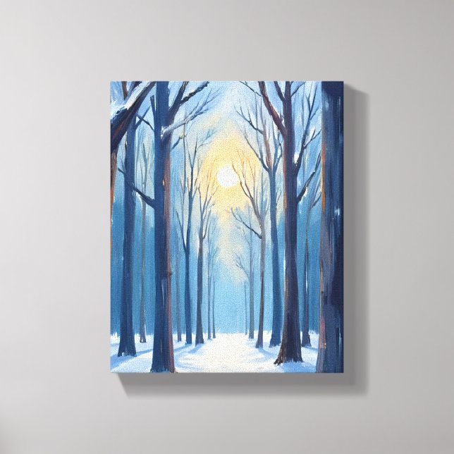 Winter Forest Watercolor Tree Painting Canvas Print (Front)