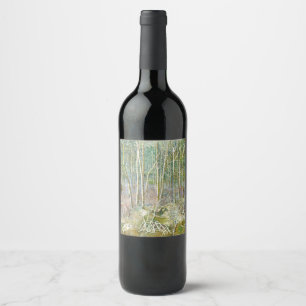 winter forest Watercolor Wine Label