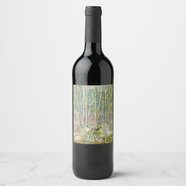 winter forest  Watercolor Wine Label (Front)