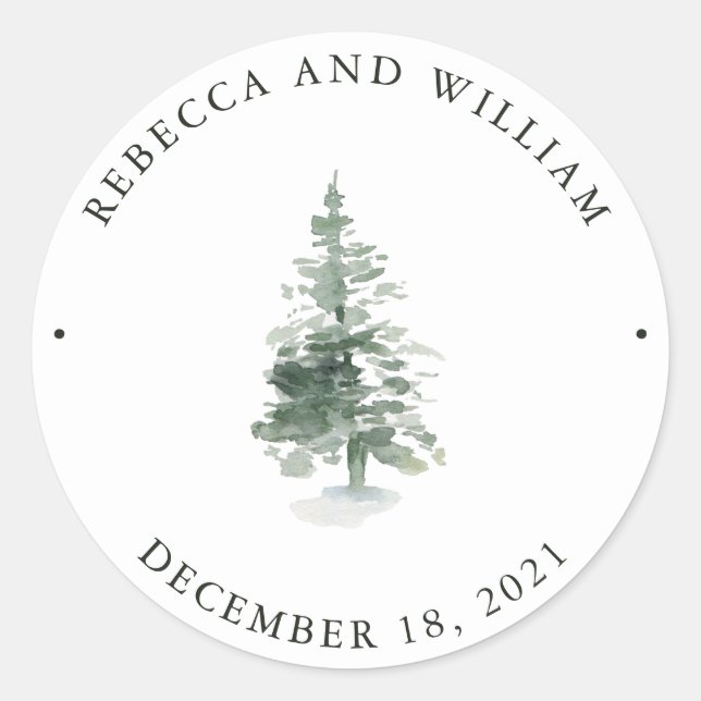 Winter Forest | Wedding Classic Round Sticker (Front)