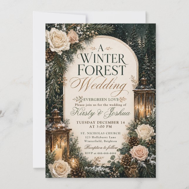 Winter Forest Wedding Invitation (Front)