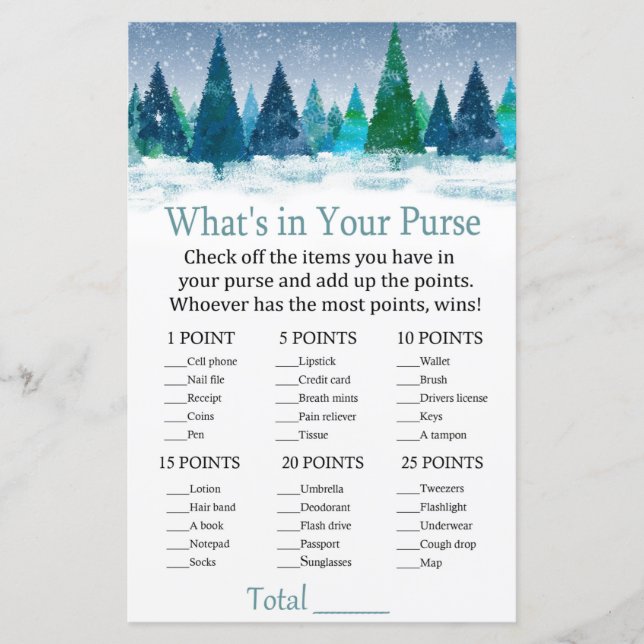 winter forest What's in your purse game (Front)