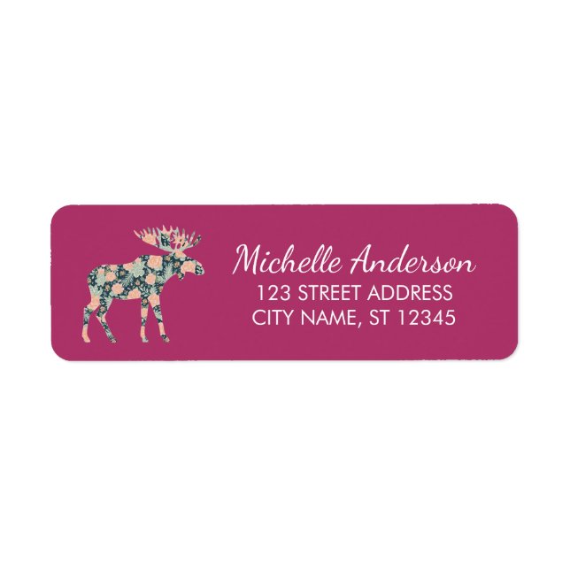 Winter Forest Wildflower Moose Return Address      (Front)